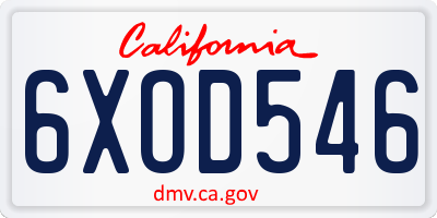 CA license plate 6XOD546