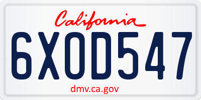 CA license plate 6XOD547