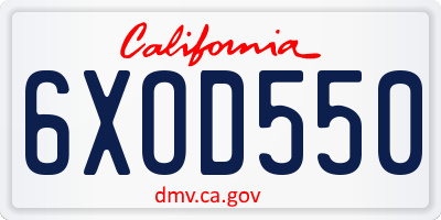 CA license plate 6XOD550