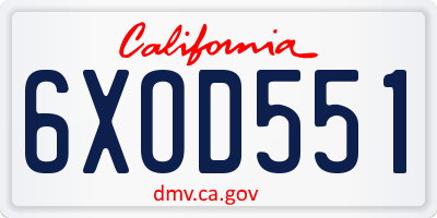 CA license plate 6XOD551