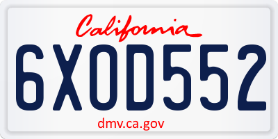 CA license plate 6XOD552