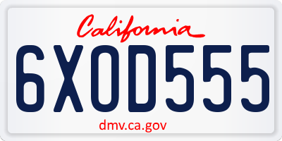 CA license plate 6XOD555