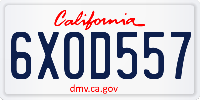 CA license plate 6XOD557