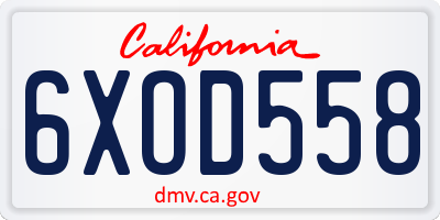 CA license plate 6XOD558