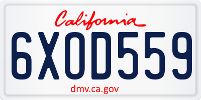 CA license plate 6XOD559