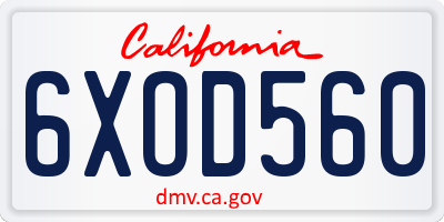 CA license plate 6XOD560