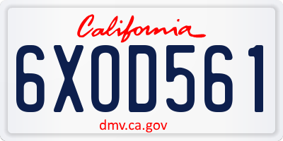 CA license plate 6XOD561