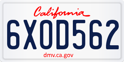 CA license plate 6XOD562