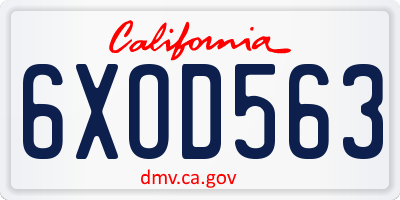 CA license plate 6XOD563