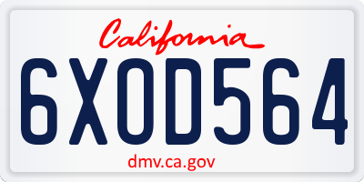 CA license plate 6XOD564