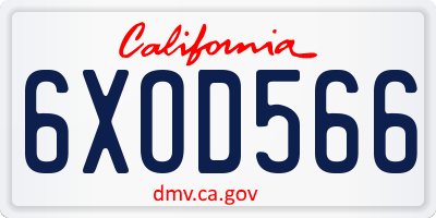CA license plate 6XOD566
