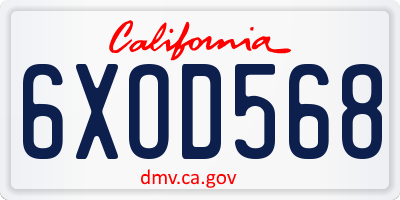 CA license plate 6XOD568