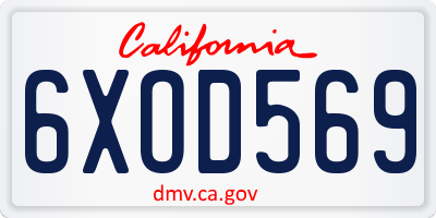 CA license plate 6XOD569