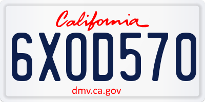 CA license plate 6XOD570