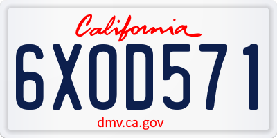CA license plate 6XOD571