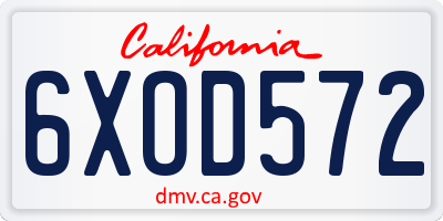 CA license plate 6XOD572