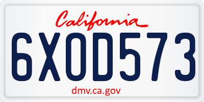 CA license plate 6XOD573