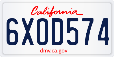 CA license plate 6XOD574