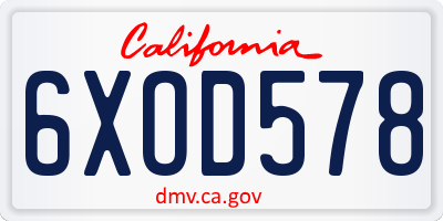 CA license plate 6XOD578