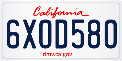CA license plate 6XOD580