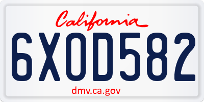 CA license plate 6XOD582