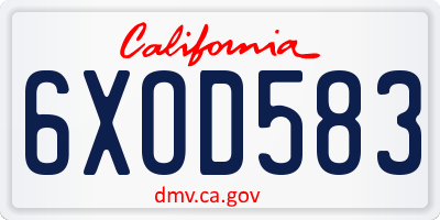 CA license plate 6XOD583