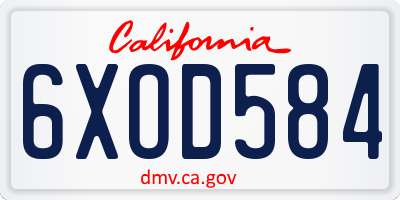 CA license plate 6XOD584