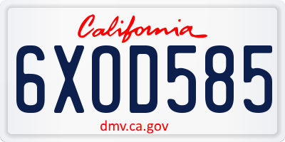 CA license plate 6XOD585
