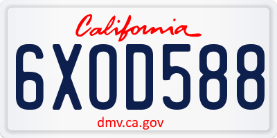 CA license plate 6XOD588
