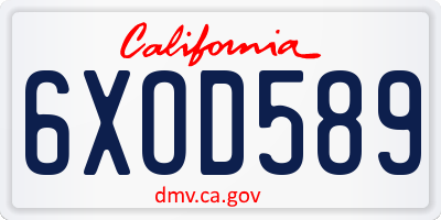 CA license plate 6XOD589