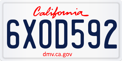 CA license plate 6XOD592