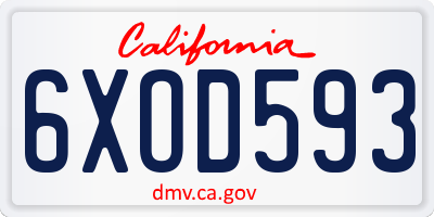 CA license plate 6XOD593