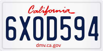 CA license plate 6XOD594