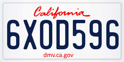 CA license plate 6XOD596