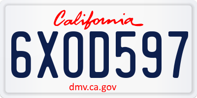 CA license plate 6XOD597