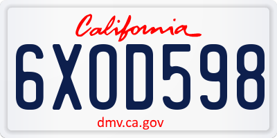 CA license plate 6XOD598