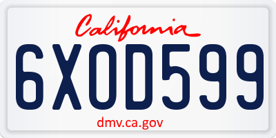 CA license plate 6XOD599