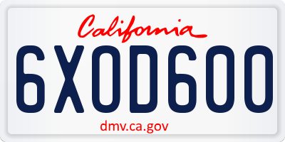 CA license plate 6XOD600
