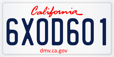 CA license plate 6XOD601