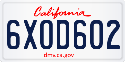 CA license plate 6XOD602