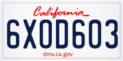 CA license plate 6XOD603