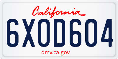 CA license plate 6XOD604