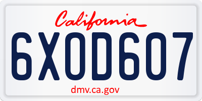 CA license plate 6XOD607