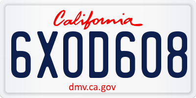 CA license plate 6XOD608