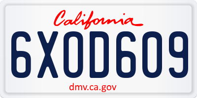 CA license plate 6XOD609