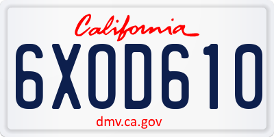 CA license plate 6XOD610