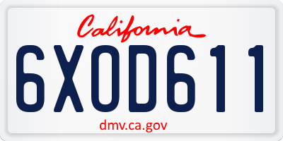 CA license plate 6XOD611