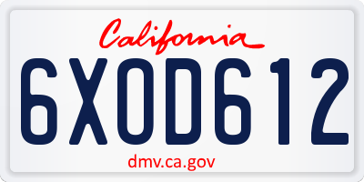 CA license plate 6XOD612