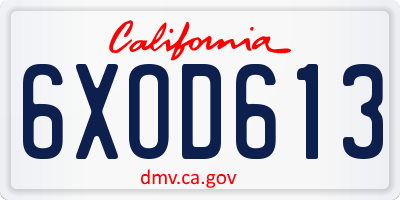 CA license plate 6XOD613