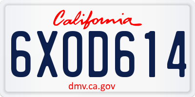 CA license plate 6XOD614